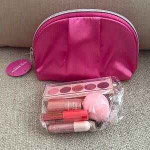NEW. Ulta Beauty 9 piece Eyeshadow Palette & Pink Cosmetic Bag Set